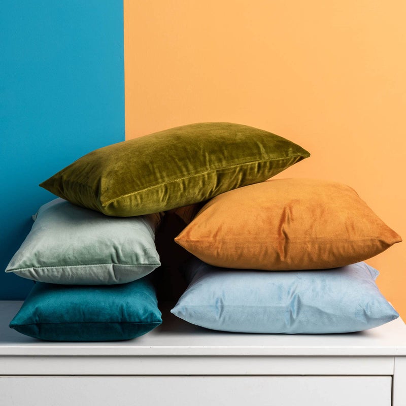 JUSPURBET Throw Pillow Covers Set of 2 Decorative Velvet Pillow Covers for Couch Sofa Bed Soft Cushion Covers Cases with Invisible Zipper for Living Room Home Decor 16x16 inch,Olive Green - Image 3